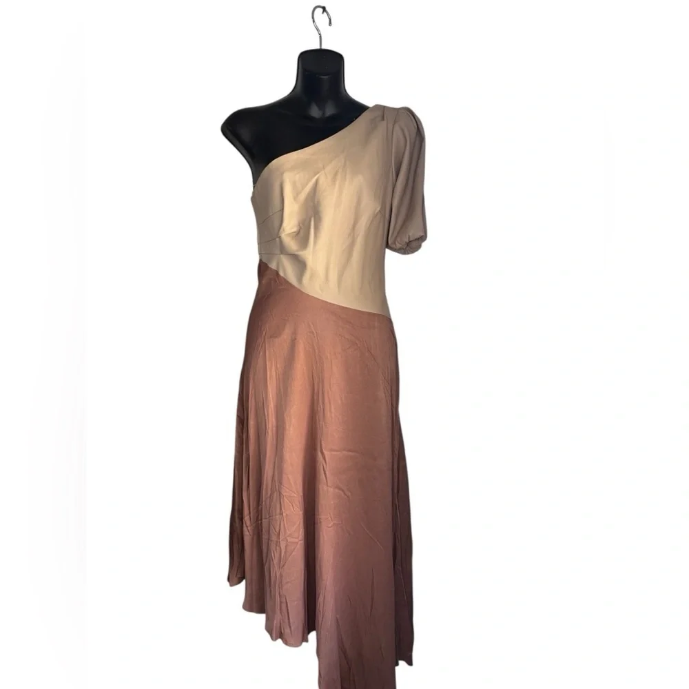NWT Anthropologie Faux Leather One-Shoulder Asymmetrical Midi Dress size 2 - Picture 9 of 16